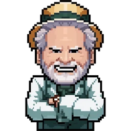 Baron de Bullschiff, the gold-boomer villain in Bitcoinia — pixel-art portrait