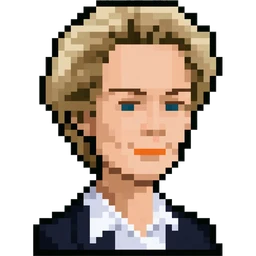 Madame Regulation, the dead-regulation villain in Bitcoinia — pixel-art portrait